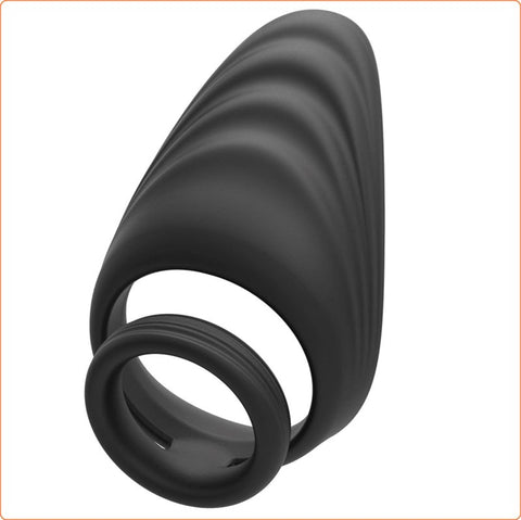 Silicone Dual Penis Ring with Taint Teaser by BDStyle - Ball and Cock Toys
