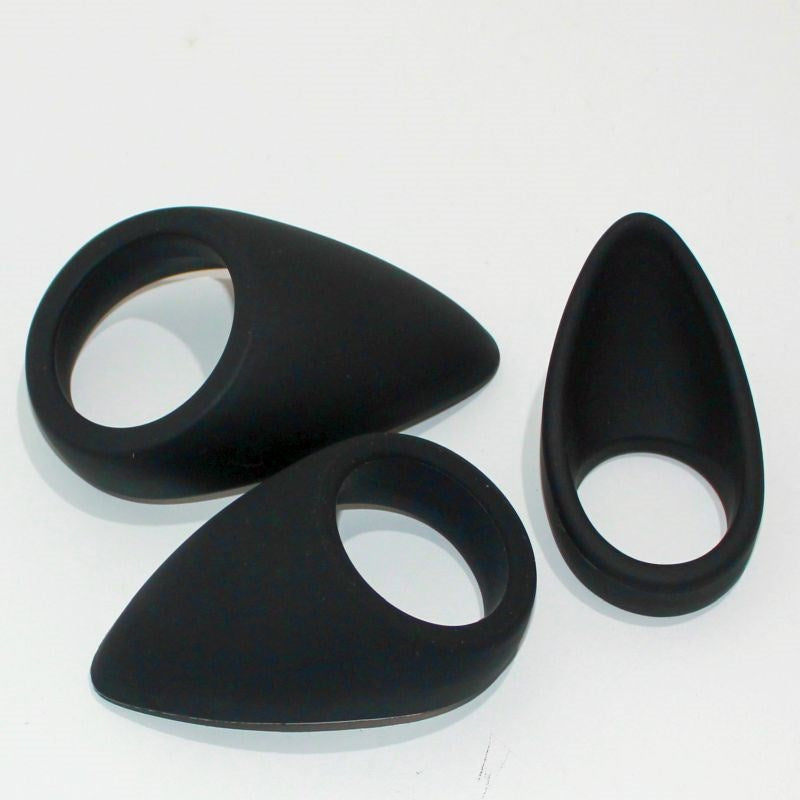 Silicone Tear Drop Cock Ring Black - - Cock Rings