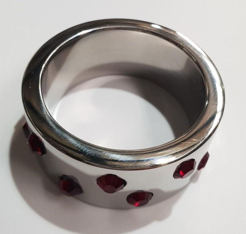 Staggered Ruby Encrusted Cock Ring - - Cock Rings