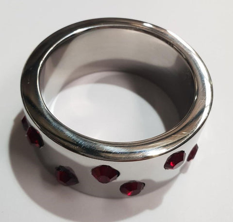 Staggered Ruby Encrusted Cock Ring by Hell's Couture - Cock Rings