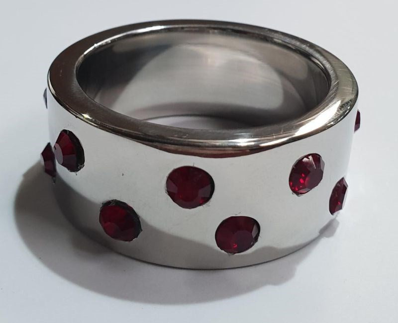 Staggered Ruby Encrusted Cock Ring - - Cock Rings