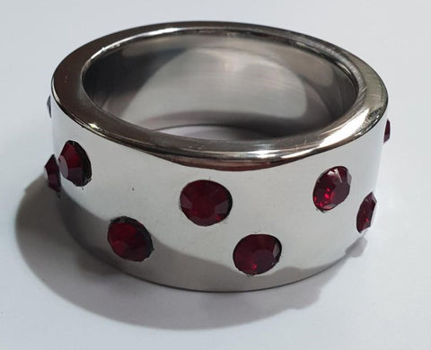 Staggered Ruby Encrusted Cock Ring by Hell's Couture - Cock Rings