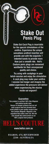 Stake Out Penis Plug with Glans Ring by Hell's Couture - Penis Plugs