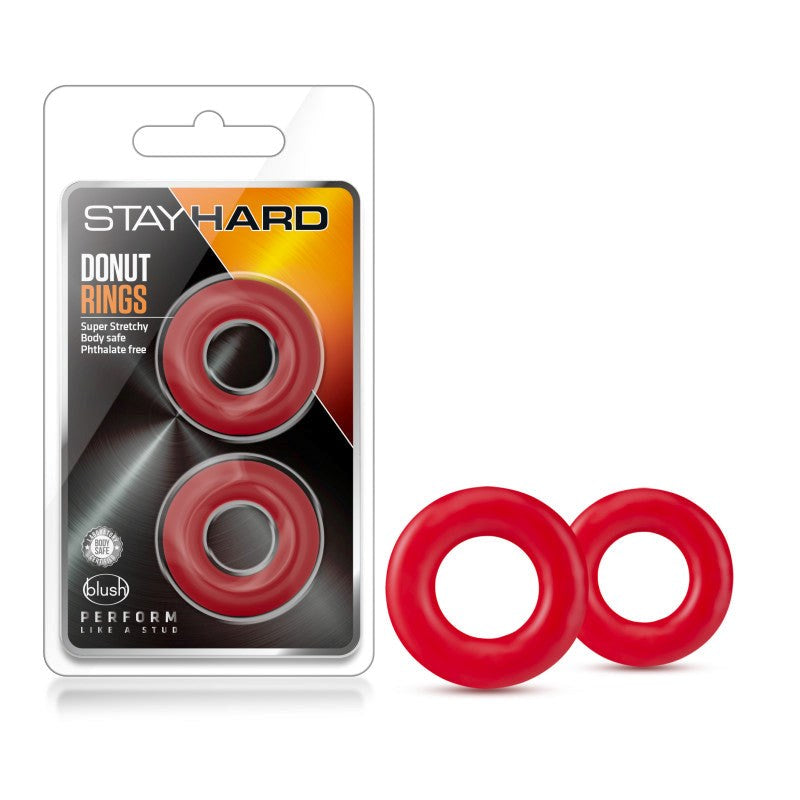 Stay Hard Donut Rings - Red Set Of 2 - - Cock Ring Sets