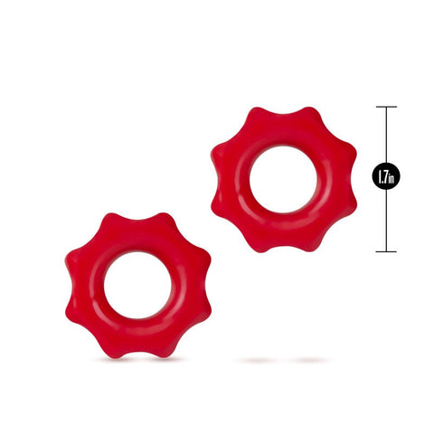 Stay Hard Nutz Cock Rings Set of 2 Red by Blush Novelties - Cock Ring Sets