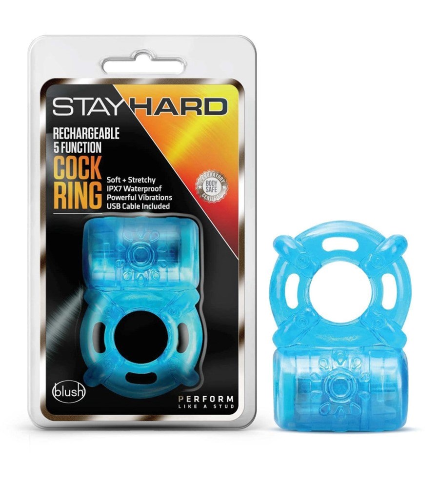 Stay Hard Rechargeable 5 Function Cock Ring - - Stretchy Cock Rings