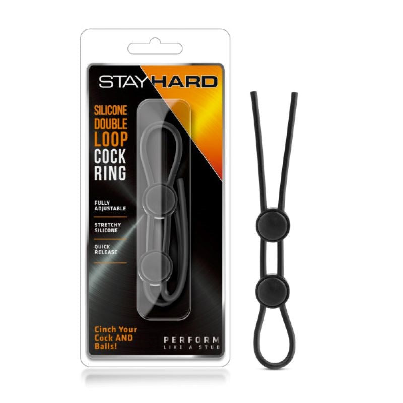 Stay Hard Silicone Double Loop Cock Ring - - Stretchy Cock Rings