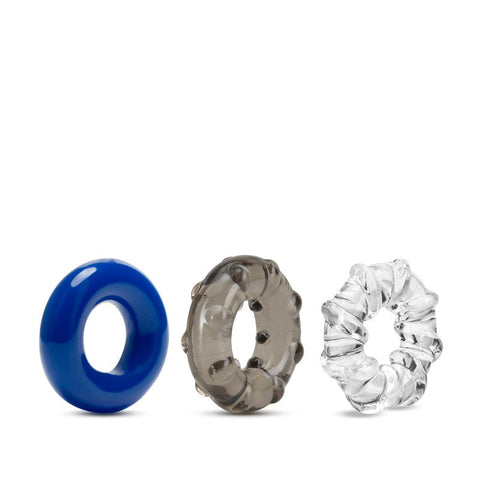 Stay Hard Triple Stretch Cock Rings Set of 3 - Cock Ring Sets