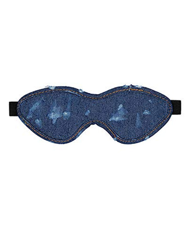 Fashionable Denim Bondage Eye Mask by Shots Toys - Masks And Blindfolds