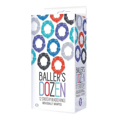 Baller's Dozen Beaded Individually Wrapped Cock Rings Pack - Cock Ring Sets