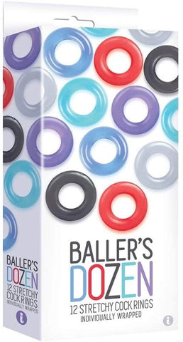 Baller's Dozen Individually Wrapped Cock Rings Pack of 12 - Cock Ring Sets