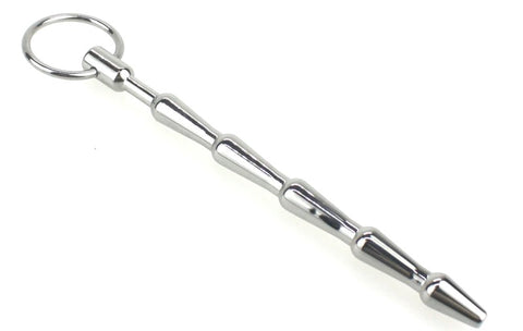 Tiered Metal Plug with Pull Ring by BDStyle - Penis Plugs