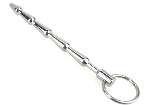 Tiered Metal Plug with Pull Ring by BDStyle - Penis Plugs