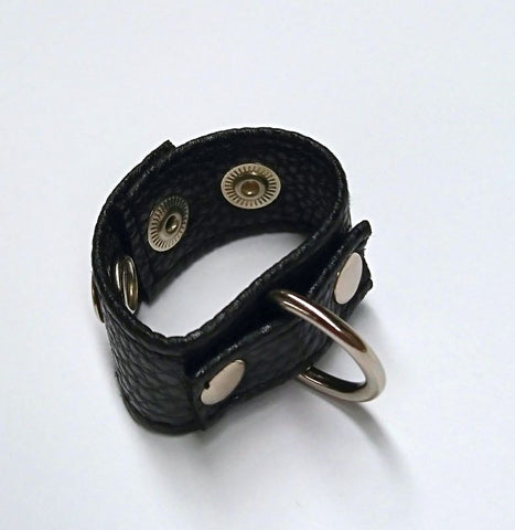 Tight Leather Cock Ring with D-Ring by BDStyle - Cock Rings