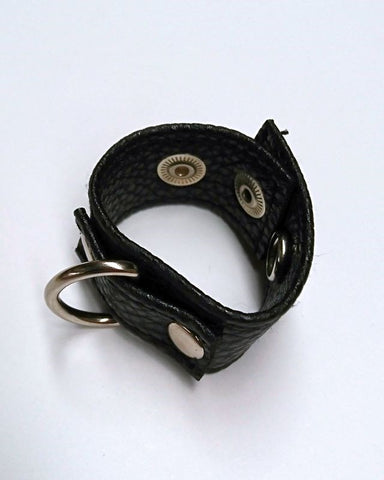 Tight Leather Cock Ring with D-Ring by BDStyle - Cock Rings