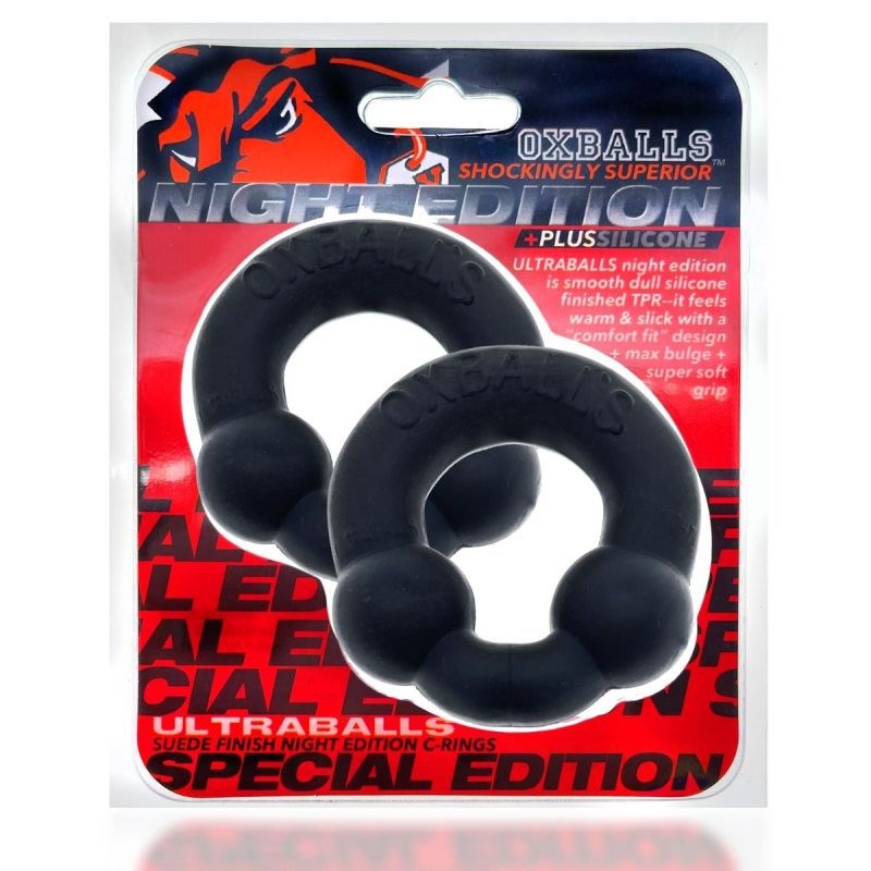 Ultraballs 2 Piece Cockring Set Special Edition Black - - Stretchy Cock Rings