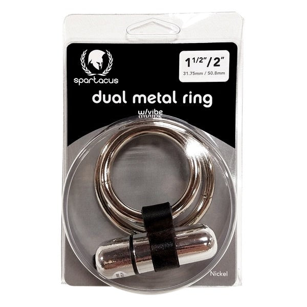 Vibrating Dual Metal C Ring with Bullet - - Cock Rings