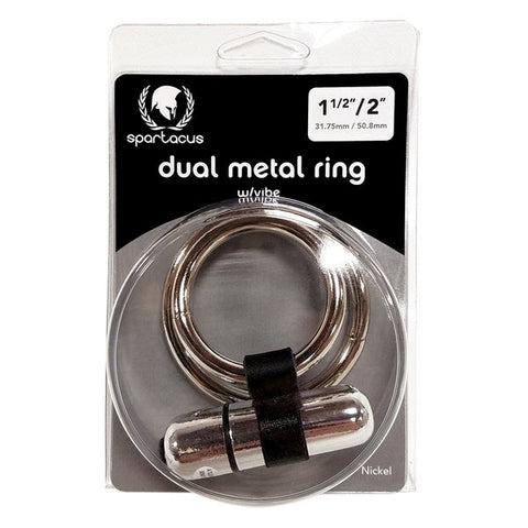 Mens Dual Metal Vibrating C-Ring With Bullet - Cock Rings