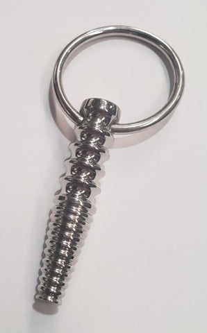 Ribbed Metal Penis Plug With O-Ring by Hell's Couture - Penis Plugs