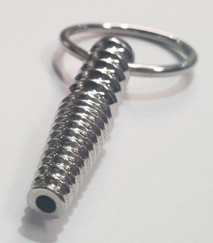 Ribbed Metal Penis Plug With O-Ring by Hell's Couture - Penis Plugs