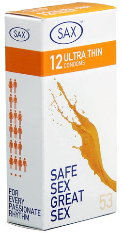 Ultra Thin 12's 53mm Smooth Latex Condom by Sax - Condoms