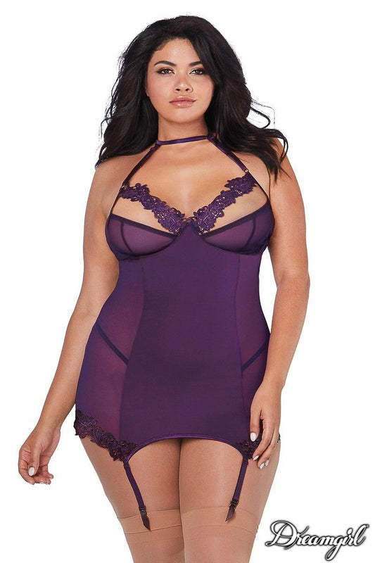 Sexy Womens Garterslip and G-String by Dream Girl Lingerie - BabyDolls And Chemises