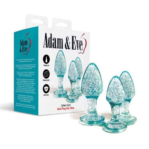 Glitter Gem 3 Piece Butt Plug Set by Adam & Eve Sextoys - Butt Plugs