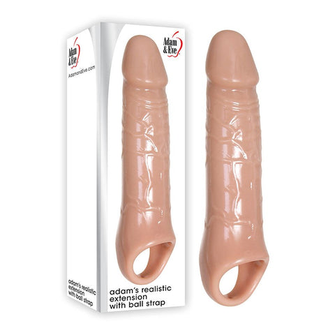 Realistic Extension With Ball Strap Penis Sleeve - Pumps, Extenders and Sleeves