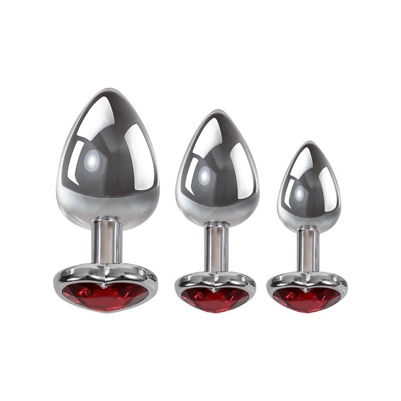 Adam & Eve Three Hearts Gem Anal Plug Set - - Butt Plugs