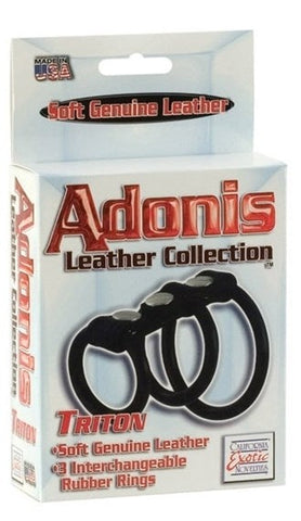 Adonis Triton Leather Cock Ring by California Exotics - Cock Rings