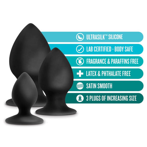 Anal Adventures Platinum Silicone Anal Stout Plug Kit - Butt Plugs