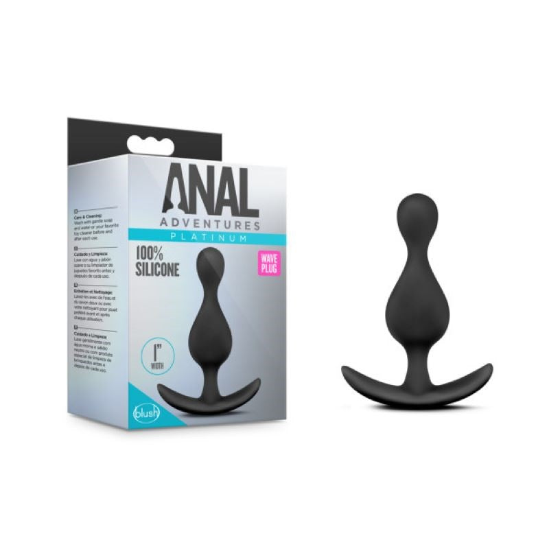 Anal Adventures Platinum Wave Plug - Black - - Butt Plugs