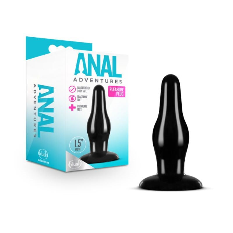 Anal Adventures Pleasure Plug - Black - - Butt Plugs