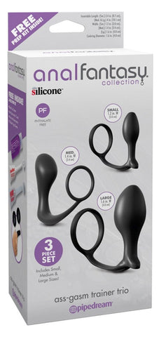 Ass-Gasm Trainer Trio Cock Ring by Pipedream Products - Butt Plugs