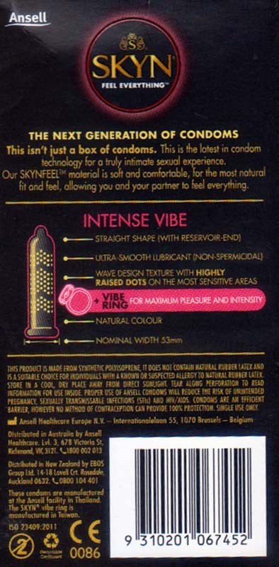 Ansell Skyn Intense Vibe Condoms - - Condoms