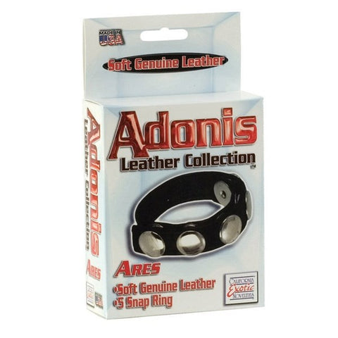 Ares Leather Multi Snap Cock Ring by California Exotics - Cock Rings