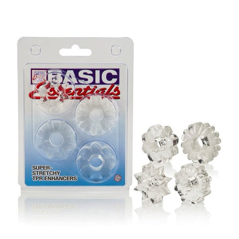 Basic Essentials Super-stretchy TPR Enhancers Clear - Stretchy Cock Rings