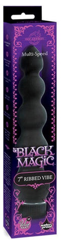 Black Magic 7 Inch Ribbed Anal Vibrator by Doc Johnson - Anal Vibrators