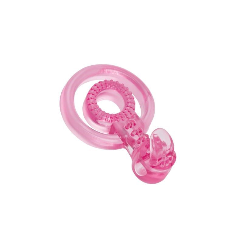 Bodywand Rechargeable Duo Ring with Clit Tickler - Pink - - Vibrating Cock Rings