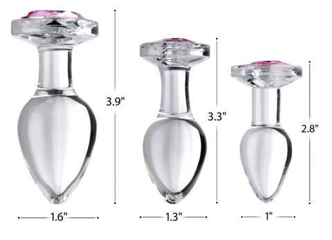 Booty Sparks Pink Gem Glass Anal Plug Set by XR Brands - Butt Plugs