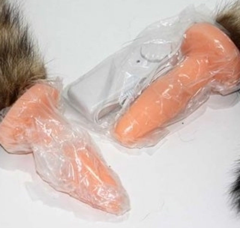 Brown Faux Fox Tail Vibrating Anal Plug - - Butt Plugs