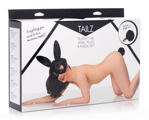 Bunny Tail Anal Plug and Mask Set by XR Brands - Butt Plugs