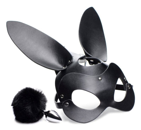 Bunny Tail Anal Plug and Mask Set by XR Brands - Butt Plugs