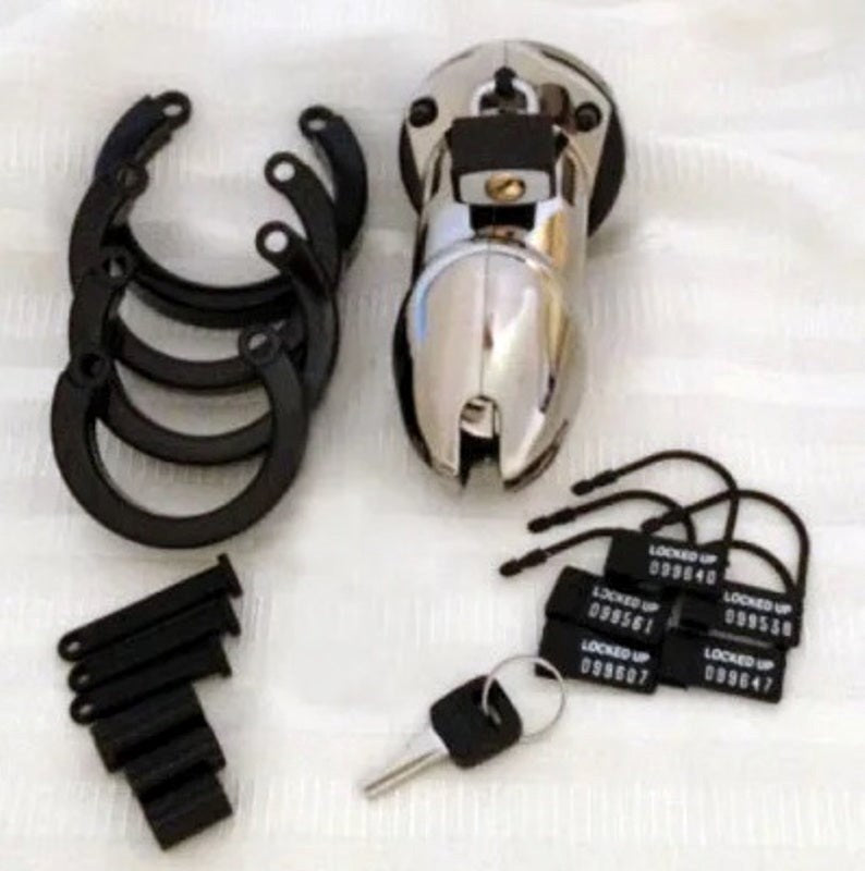 CB-6000 Chastity Cock Cage Kit Chrome - - Male Chastity