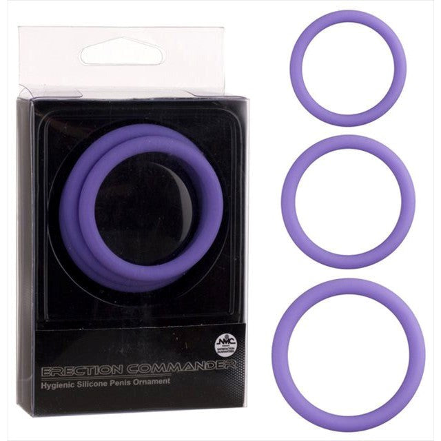 Erection Commander Silicone Cock Ring Set - - Cock Ring Sets