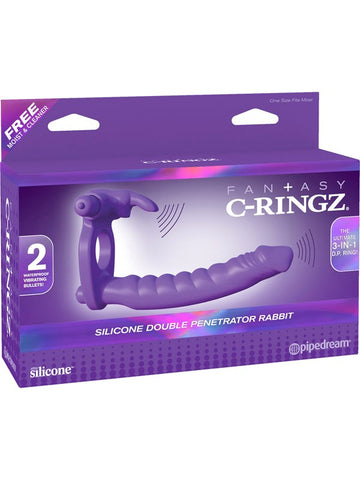 Fantasy C-Ringz Silicone Double Penetrator Rabbit - Vibrating Cock Rings