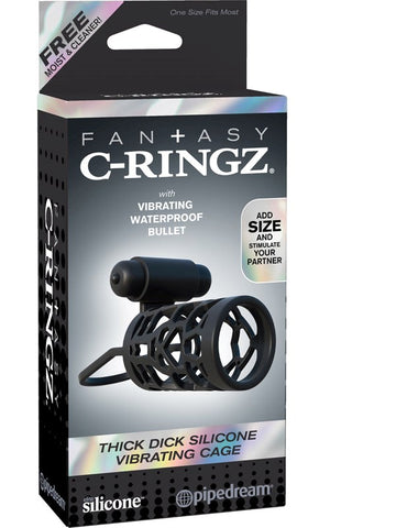 Fantasy C-Ringz Thick Dick Silicone Vibrating Cage - Vibrating Cock Rings
