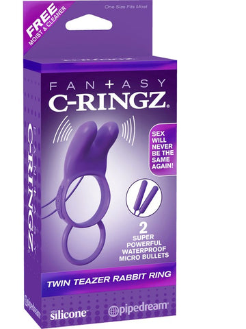 C-Ringz Twin Teazer Rabbit Cock Ring by Pipedream - Vibrating Cock Rings