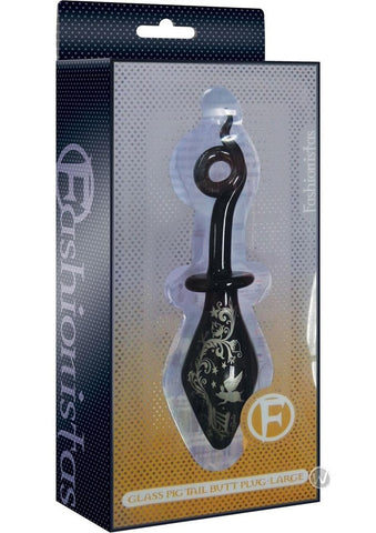 Fashionistas Pig Tail Glass Butt Plug Large by Icon Brands - Butt Plugs
