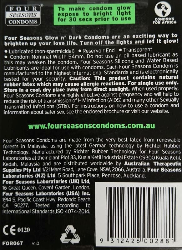 Four Seasons Glow In Dark Condoms - - Condoms